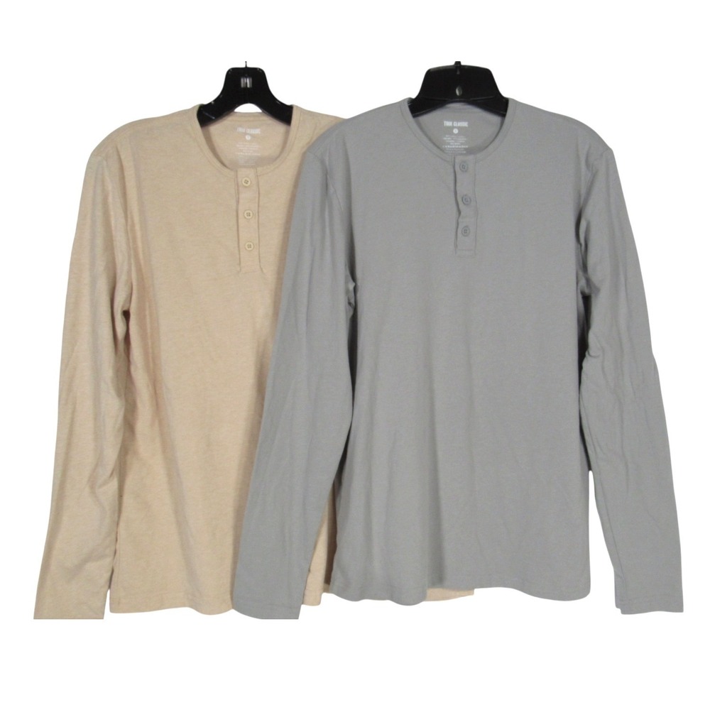 TRUE CLASSIC Lot 2 PREMIUM COTTON Athletic Fit LS 3-Buttons HENLEY SHIRTS Sz S
